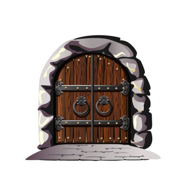 Eski Kapı demir ile dekore edilmiştir. Karikatür tarzı. Vektör çizim