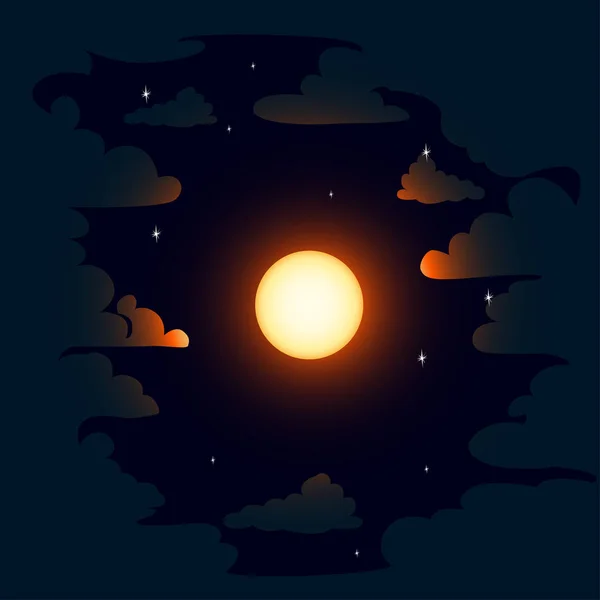 Νυχτερινό Έναστρο Ουρανό Σύννεφα Φόντο Εικονογράφηση Διάνυσμα — Διανυσματικό Αρχείο