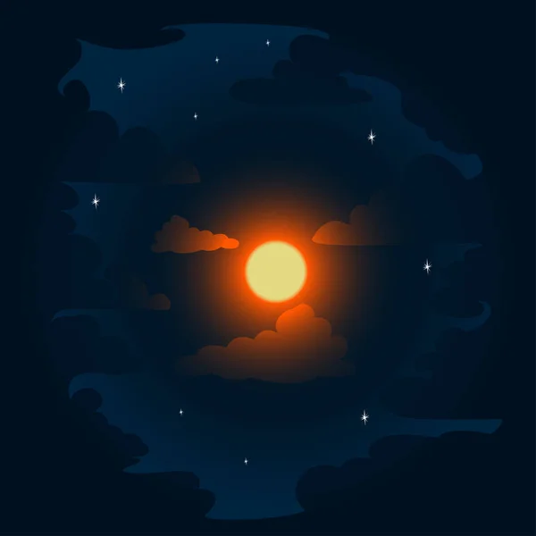 Cielo Estrellado Nocturno Con Nubes Antecedentes Ilustración Vectorial — Archivo Imágenes Vectoriales