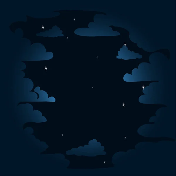 Cielo Estrellado Nocturno Con Nubes Antecedentes Ilustración Vectorial — Archivo Imágenes Vectoriales