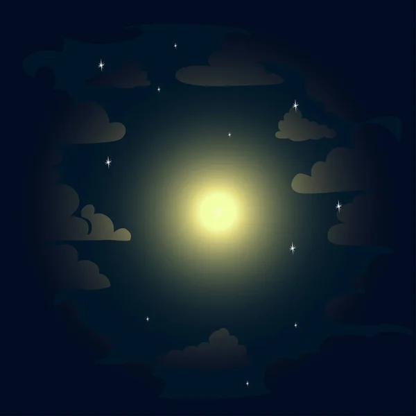 Cielo Estrellado Nocturno Con Nubes Antecedentes Ilustración Vectorial — Archivo Imágenes Vectoriales