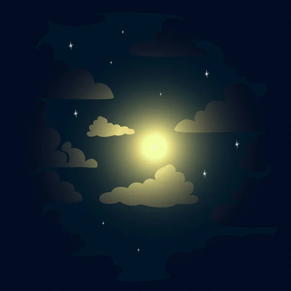 Cielo Estrellado Nocturno Con Nubes Antecedentes Ilustración Vectorial — Archivo Imágenes Vectoriales