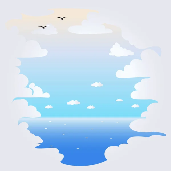 Nuvens Brancas Mar Cores Pastel Contexto Ilustração Vetorial — Vetor de Stock
