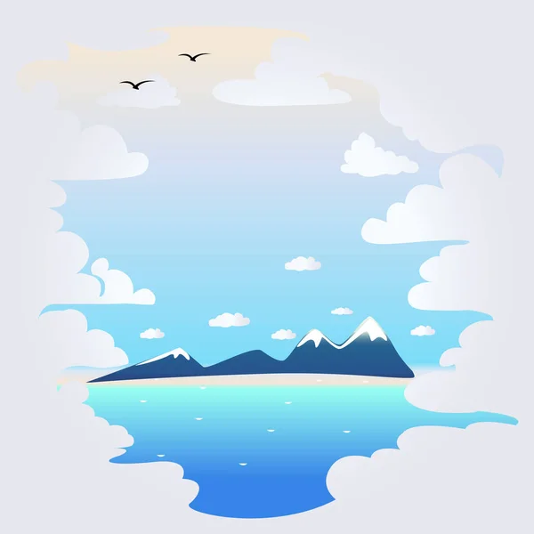 Weiße Wolken Und Meer Pastellfarben Hintergrund Vektorillustration — Stockvektor