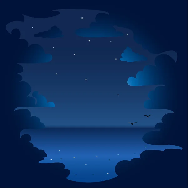 Nubes Nocturnas Fondo Marino Ilustración Vectorial — Archivo Imágenes Vectoriales