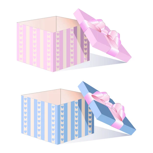 Empty Box Pink Bow Vector Illustration — Stock Vector