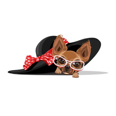 Bir yaz şapka bir köpek. Neşeli vektör çizim.