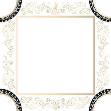 Bir vintage davet şablonu veya Dantel süsler ve kuşlar ile kartları. Beyaz arka plan üzerinde vektör çizim.