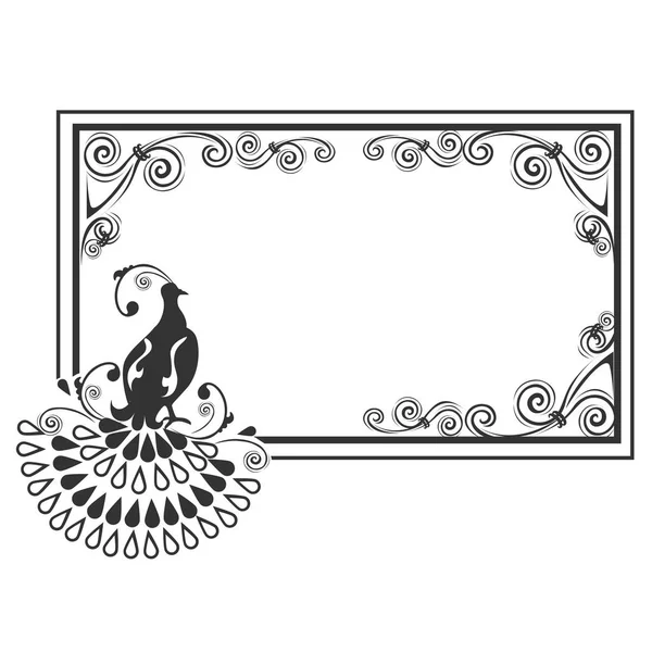 一个老式的邀请模板或卡片与花边饰品和鸟类 白色背景上的矢量插图 — 图库矢量图片