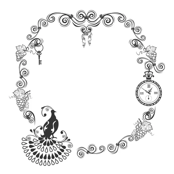 Bir vintage davet şablonu veya Dantel süsler ve kuşlar ile kartları. Beyaz arka plan üzerinde vektör çizim.