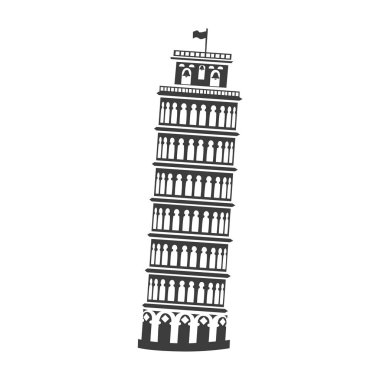 Pisa Kulesi vektör simgesi. Antik bir binada çizimi.