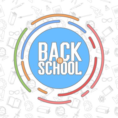 Geri okul renk arka plan için derslerde ile. Vektör davet şablonu veya kart.