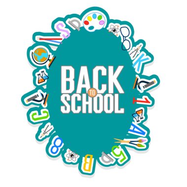 Geri okul renk arka plan için derslerde ile. Vektör davet şablonu veya kart.