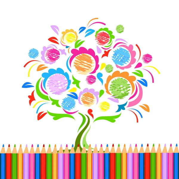 Fundo Colorido Com Uma Bela Árvore Modelo Convite Vetorial Cartão — Vetor de Stock