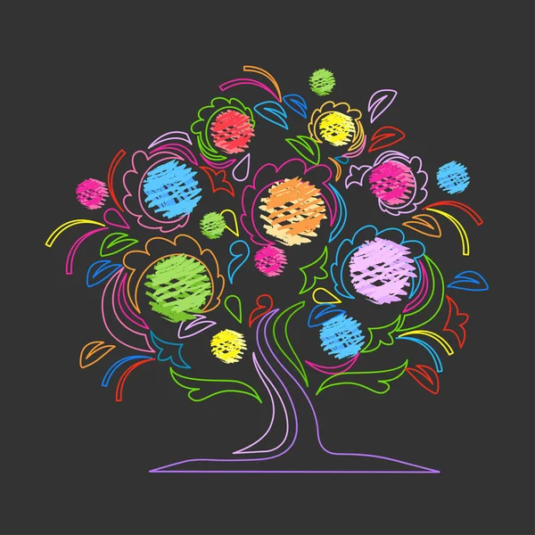 Πολύχρωμο Φόντο Ένα Όμορφο Δέντρο Πρότυπο Διάνυσμα Πρόσκληση Κάρτα Δαντέλα — Διανυσματικό Αρχείο