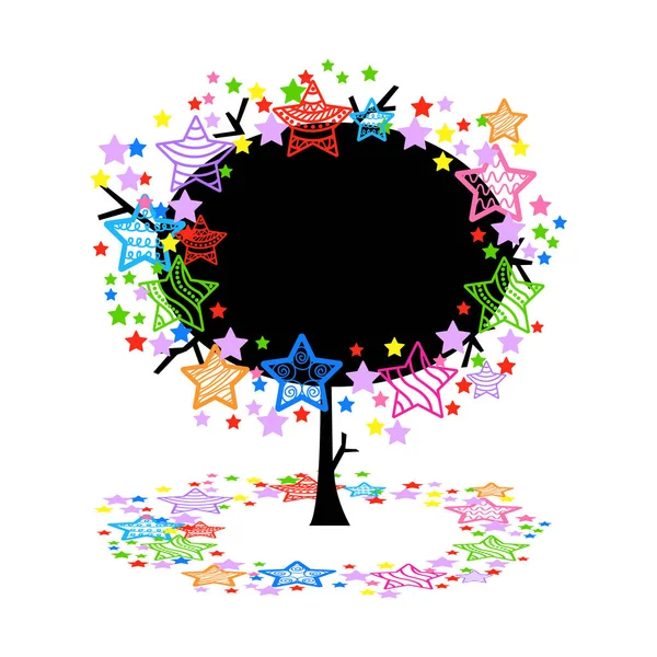 Árvore Colorida Com Estrelas Modelo Convite Vetorial Cartão Fundo Abstrato — Vetor de Stock