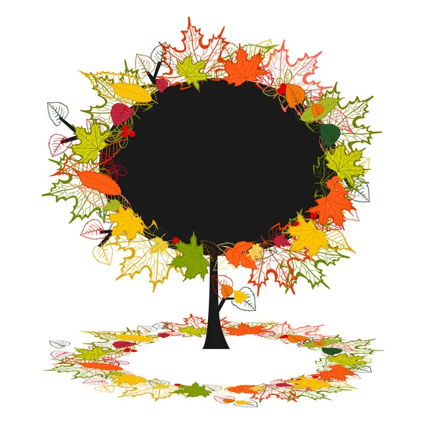 Árvore Outono Com Folhas Coloridas Modelo Convite Vetorial Cartão Fundo —  Vetores de Stock