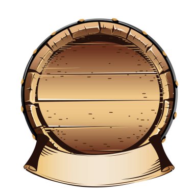 Eski ahşap varil başına alkol. Beyaz arka plan üzerinde vektör çizim.