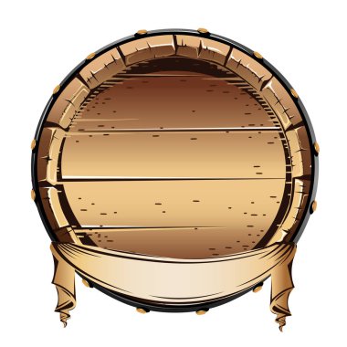 Eski ahşap varil başına alkol. Beyaz arka plan üzerinde vektör çizim.
