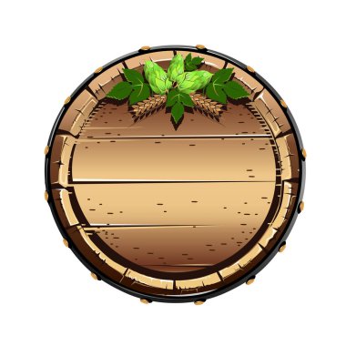Eski ahşap varil bira ile. Beyaz arka plan üzerinde vektör çizim.
