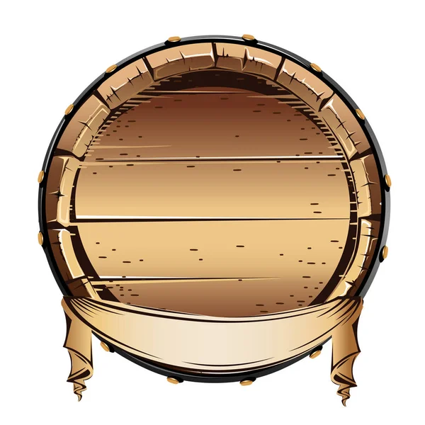 Eski ahşap varil başına alkol. Beyaz arka plan üzerinde vektör çizim.