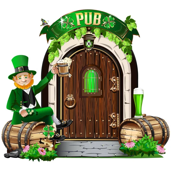 Porte Pub Irlandais Illustration Vectorielle Pour Saint Patrick — Image vectorielle