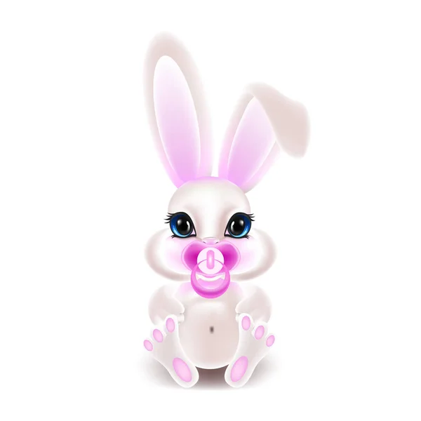 Cute Little Rabbit Pink Ears Vector Illustration — Stock Vector