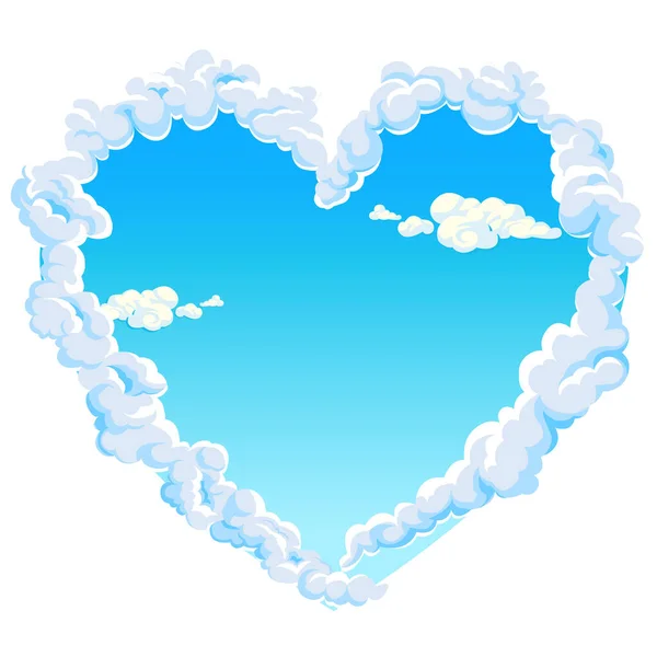 Szív Égen Gyönyörű Felhőkből Szerelem Valentin Nap Vektorillusztráció — Stock Vector
