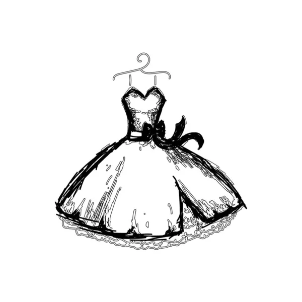 ラインドレスと美しい夜のドレス ハンガーにドレスアップ 服の概要 ベクターイラスト — ストックベクタ