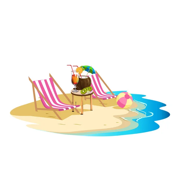 Bar Playa Con Cócteles Junto Mar Vacaciones Verano Playa Estilo — Vector de stock