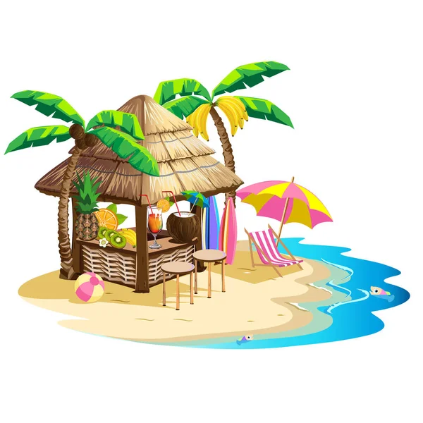 Beach Bar Κοκτέιλ Δίπλα Στη Θάλασσα Καλοκαιρινές Διακοπές Στην Παραλία — Διανυσματικό Αρχείο