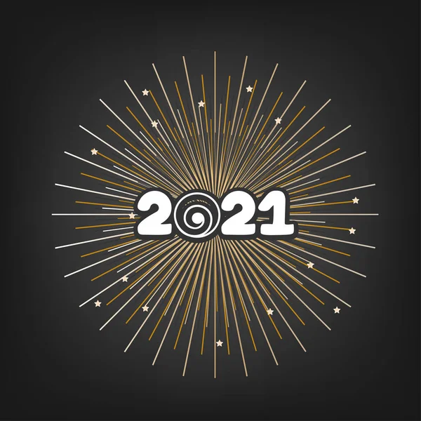 Frohes Neues Jahr 2021 Vektorzahlen Mit Goldenem Sternenschmuck Auf Dunklem — Stockvektor