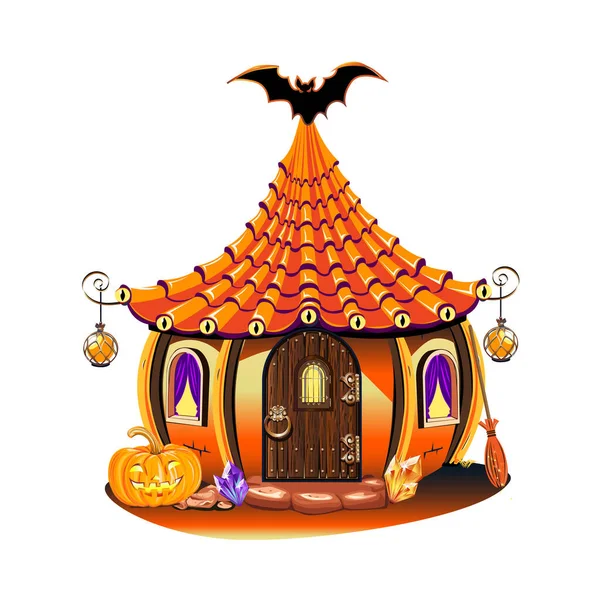 Zauberhaftes Häuschen Für Eine Hexe Frohe Halloween Feier Fairy House — Stockvektor