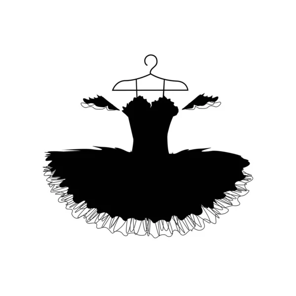Krásná Baletní Sukně Siluetě Ramínka Vektorová Ilustrace Bílém Pozadí — Stockový vektor