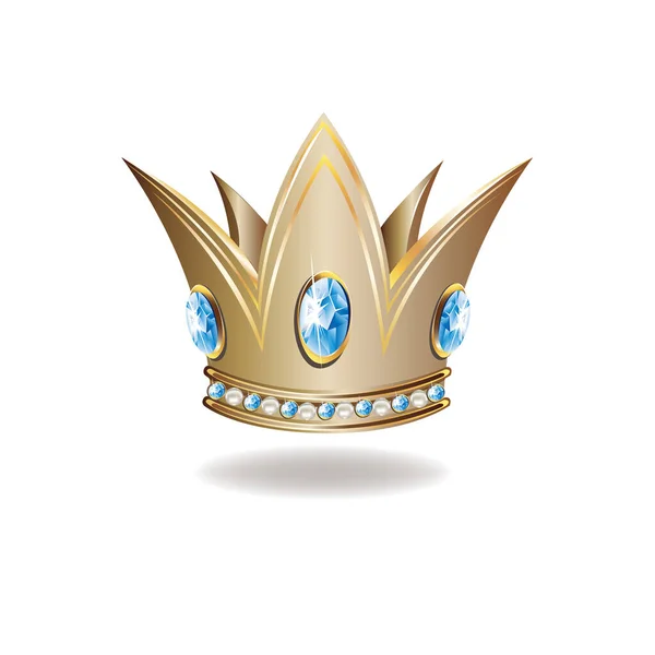 真珠と宝石で美しい黄金の王女の王冠 白い背景のベクトルイラスト — ストックベクタ