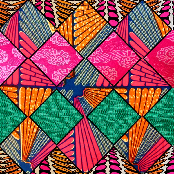 Pink Cute African Print Brillante Colorido Collage Tela Rosa Turquesa Imágenes De Stock Sin Royalties Gratis