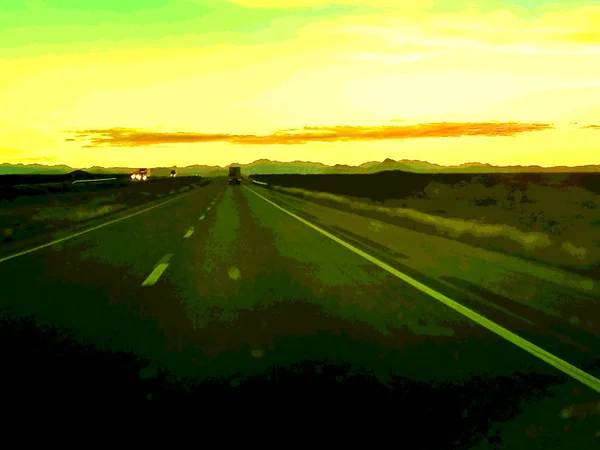 Colorful Vintage Photo Highway Skyline West Coast Highway — Stock Photo, Image