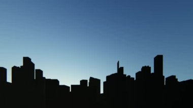 Şehrin üzerinde gündoğumu 3d