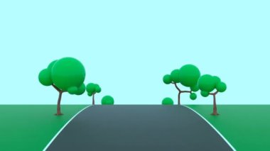 Kamera bir boş otoyol ağaçta taşır