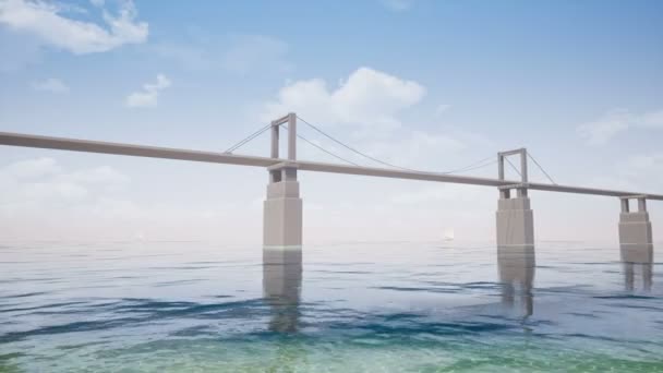 Zeilboten en zee van de brug — Stockvideo