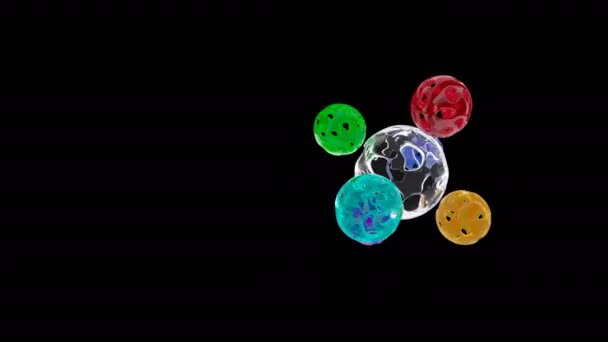 Palline a colori astratte su nero in grado di loop — Video Stock