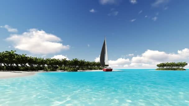 Bezludnej tropikalnej wyspie z łodzi — Wideo stockowe