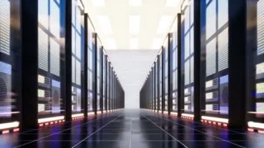 Veri merkezi ile büyük bir odada sunucuları
