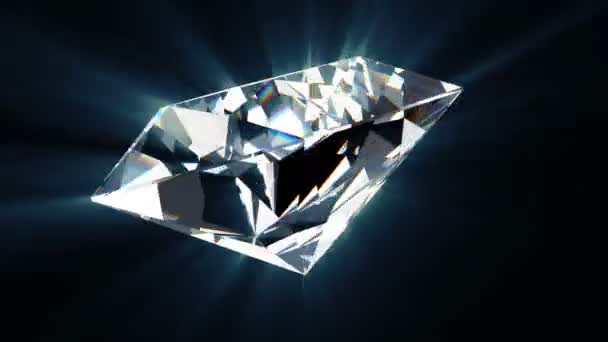Сияющий драгоценный алмаз вращается вокруг своей оси, способной петли — стоковое видео