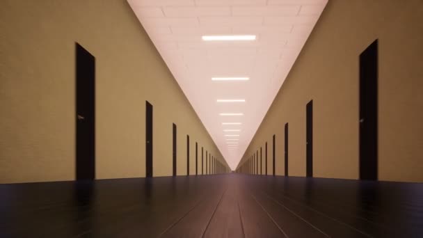 Movement inside a gloomy long corridor — Stock Footage Movement Gloomy Long Corridor Stock Video