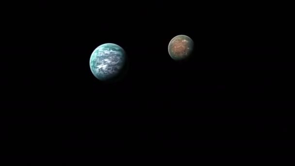 Flyg av kameran nära flera planeter — Stockvideo