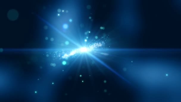 Взрыв частиц голубой пыли и яркая звезда — стоковое видео
