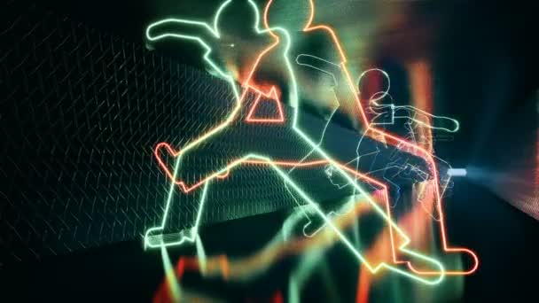 Bewegung im Tunnel durch Neon-Menschen — Stockvideo