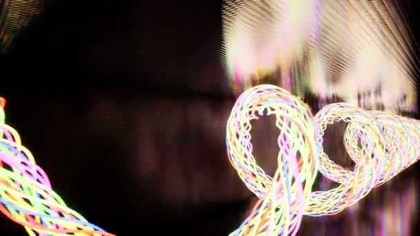 Pohyb uvnitř tunelu z kroucené neon — Stock video