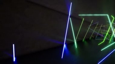 Bir uzun neon koridor içinde hareket